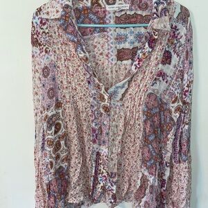 Jane and Delancey Brown Graphic Long Sleeve Blouse